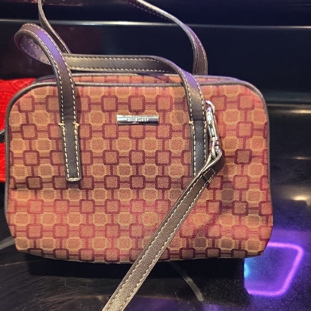 Nine West Burgundy and Brown Crossbody Bag